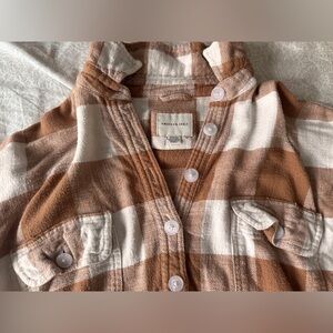 American Eagle Outfitters Brown and White Flannel Shirt